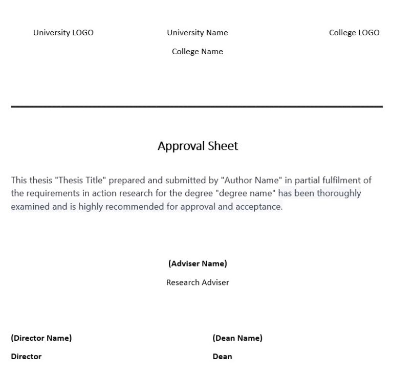 approval sheet in research meaning