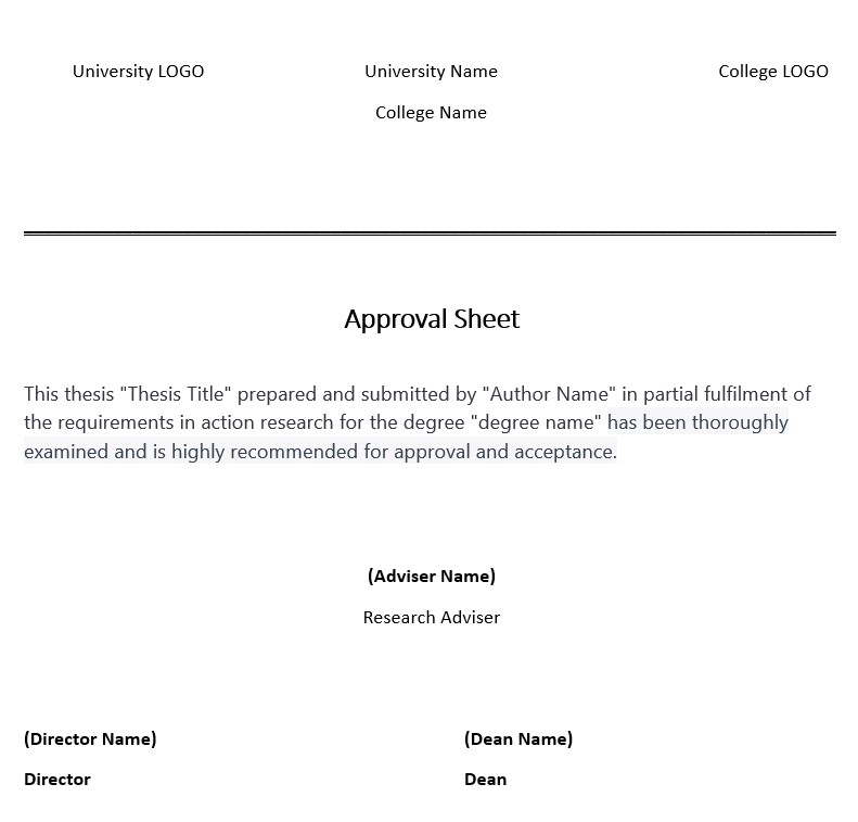 approval sheet for thesis proposal